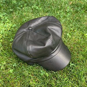 Forever 21 Black Conductor Style Faux Leather Hat